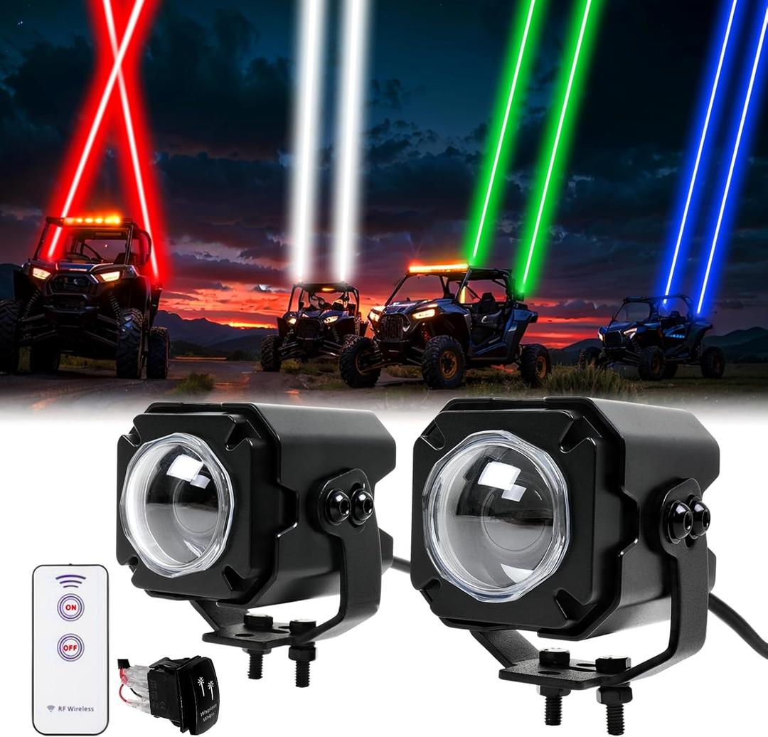 2PCS Whip Lights,Spot Beam Pod Lights Whipless Whip Light Kit for Side by Side with Switch & Remote RGBW Whipless LED Whip Lights for ATV UTV Can am Polaris RZR SXS Golf Cart Jeep Truck Dune 4x4 Boat (#1)