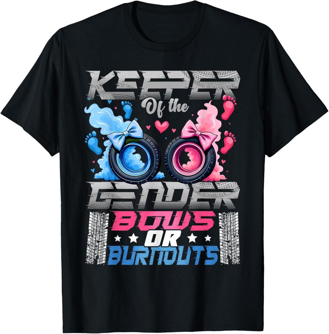 Keeper of The Gender Burnouts Or Bows Gender Reveal Party T-Shirt 2XL