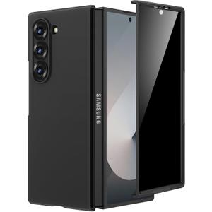 Maxdara for Z Fold 6 Case with Privacy Screen Protector, Support Wireless Charging Thin Cover, Hard PC Protective Phone Case for Samsung Galaxy Z Fold 6 (Black)