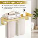 Towel Racks Double Towel Bar,Brushed Gold Towel Holder 23.6-inch Stainless Steel Bathroom Hardware Accessories Set