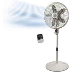 Lasko Cyclone Pedestal Fan, Adjustable Height, Remote Control, Timer, 3 Speeds, for Bedroom, Kitchen, Office and Living Room, 18", White, 1885, Large