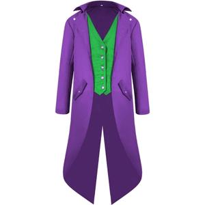 Boys Medieval Tailcoat Jacket Halloween Costumes, Gothic Steampunk Vintage Victorian Frock Uniform Coat (Medium, Purple)