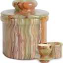 Oceanic Marble Butter Crock with Lid: 4" Gray Marble Handmade Butter Storage Dish - Stylish Kitchenware
(Onyx Green)