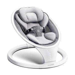 Munchkin Electric Baby Swing, Portable and Lightweight, Bluetooth Enabled Infant Rocker with Natural Sway in 5 Ranges of Motion, Newborn Nursery Essentials, White/Grey