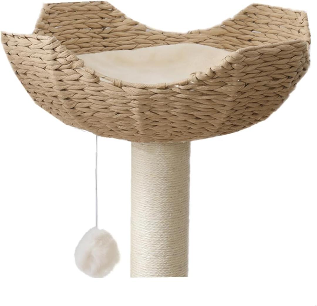 SHENGOCASE 18" Large Cat Tower Tree Add ons Accessories Replacement Part Basket Bed, Handwoven Wicker Rattan Nest Bowl with Soft Cushion (17.7, 1PC)