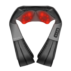 Nekteck Shiatsu Neck Massager with Heat for Pain Relief Deep Tissue, 2026 Upgraded 3D Back Shoulder Kneading Massage Pillow, Body Muscle Relaxation Tools Gifts for Him Her, Black (NOT Cordless)