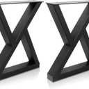 16 Inch Bench Legs Metal Table Legs Coffee Table Legs Heavy Duty Furniture Legs End Table Legs, Set of 2, Black (Double Triangle)