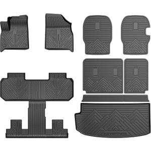 Mixsuper Floor Mats for Chevy Traverse 2018-2023/ Traverse Limited 2024, Cargo Mat Backrest Mats for Traverse (7 Seats), All Weather 2 Row Floor Liners and Trunk Mat Accessories Set Black