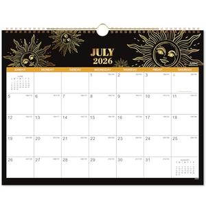 Calendar 2026-2027 - 2026-2027 Wall Calendar, July 2026 - December 2027, 15" x 11.5", Wall Calendar 2026-2027, 18 Monthly Calendar with Twin-wire Binding, Thick Paper, Hanging Hook - The Sun Pack of 2