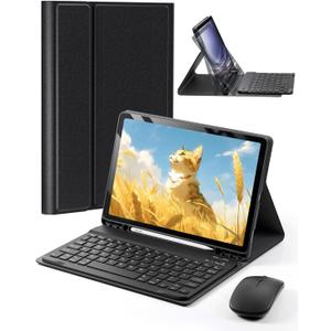 for iPad Air 13 inch (M2-2024, M3-2025) Case Keyboard and iPad Pro 12.9 inch (6th, 5th, 4th, 3rd Generation) Keyboard Case Built-in Pencil Holder with Mouse - Black