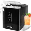 Aeitto Ice Makers Countertop, 9 Ice Cubes Release in 6 Mins, 26Lbs/24H, 2 Sizes of Bullet Ice Machine,Self-Cleaning Portable Ice Maker with Ice Scoop and Basket for Home Kitchen Office RV Bar, Black