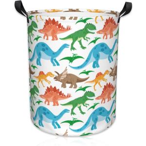 Laundry Basket Cute Dinosaurs Laundry Hamper Large Laundry Basket Storage Basket Tote Bag Collapsible Organizer Basket for Bathroom,Laundry,Bedroom 17.3 x16.5 Inch