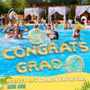 Sumind 15 Pcs Congrats Grad 2026 Pool Float 20" Inflatable Letter Pool Float Glitter Grad Party Decor Graduation Decoration Set with Graduation Beach Ball Hat for Beach(Gold)