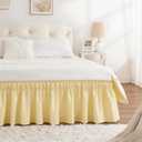 RIMELA Full Bed Skirt 15 Inch Drop, Wrap Around Elastic Bedskirt Solid Microfiber Luxury Hotel Quality Fabric, Easy to Install Machine Washable Wrinkle & Fade Resistant, Light Yellow