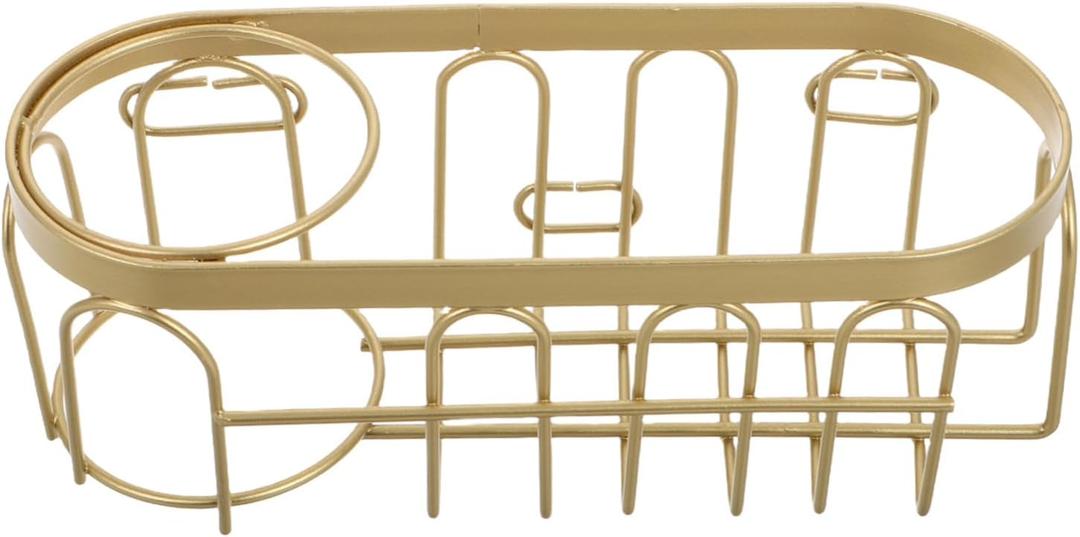 Kitchen Sink Sponge Holder Caddie for Sponges Brushes Hanging Organizer for Kitchen Accessories Golden Wire Basket with Dry Wet Separation