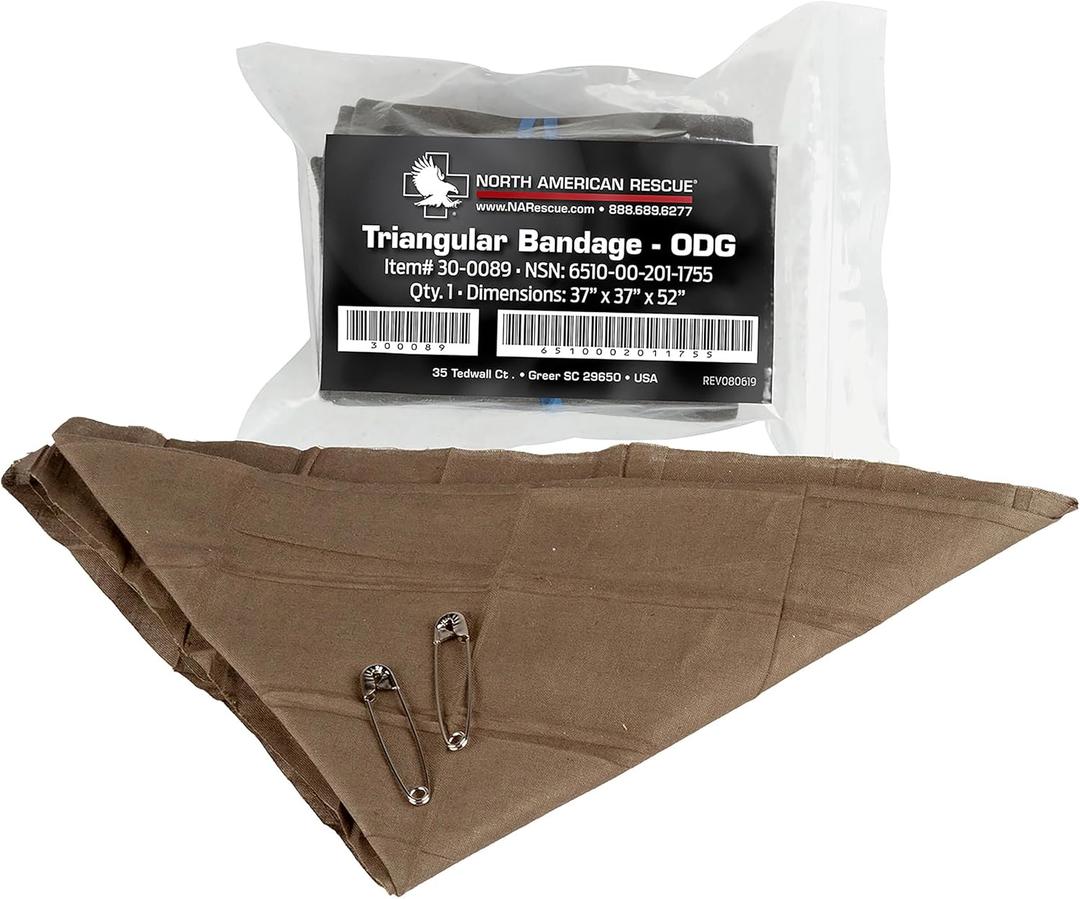 North American Rescue Triangular Bandage NAR Cravat Cotton Bandaging for Injuries, Wounds, Support (30-0089)