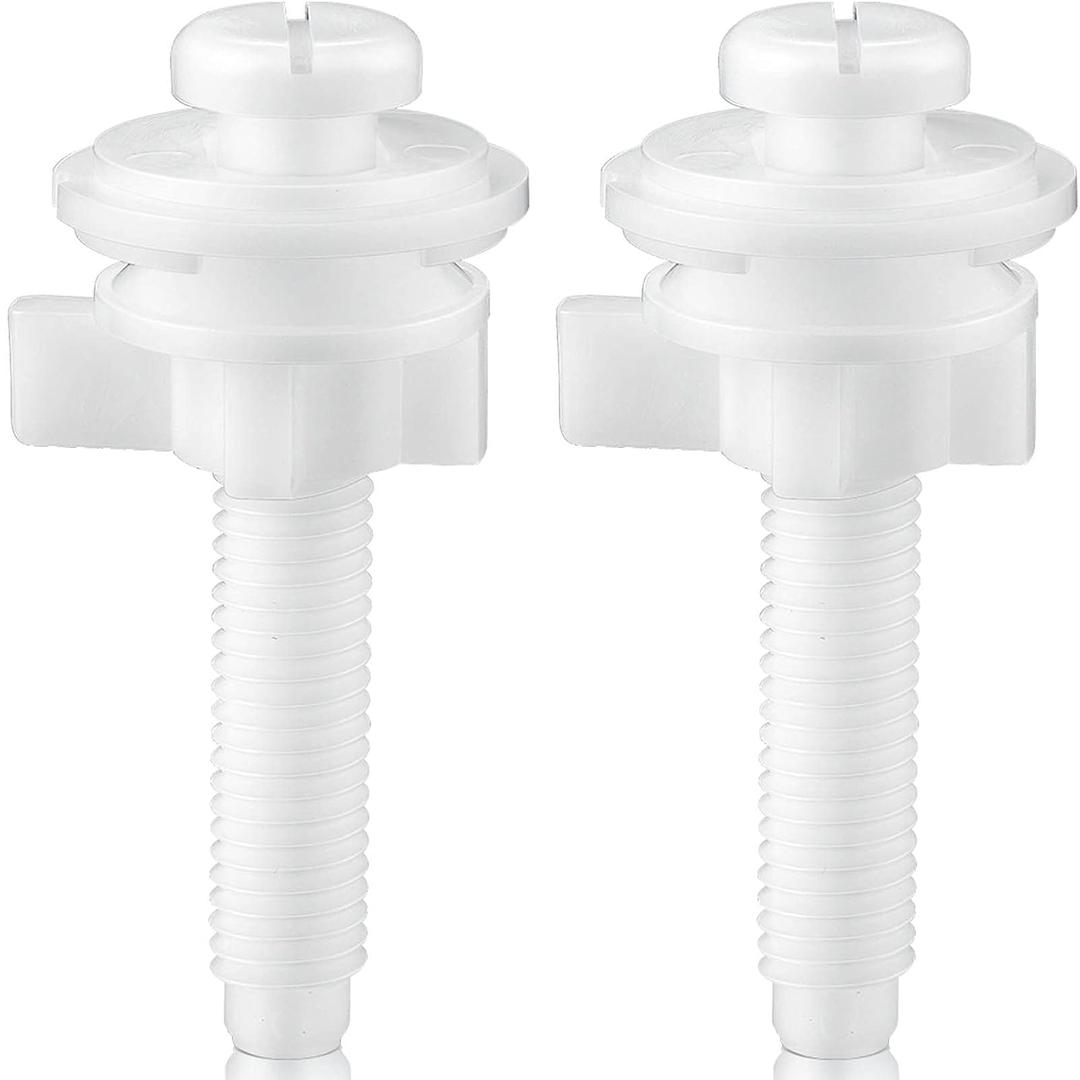 Jetec 2 Pieces Toilet Seat Screws Replacement Kit Plastic Bolts with Plastic Nuts and Washers Parts Kit for Fixing the Top Toilet Seat, White