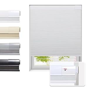 Tonature No Drill Cellular Shades for Indoor Windows, Thermal Insulating & Noise Reducing Honeycomb Blinds, Free Stop Cordless Blackout Shades, White, 28 1/2" W x 64" H