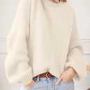 PRETTYGARDEN Women's Fall Oversized Sweaters Dressy Casual Long Sleeve Chunky Knit Winter Pullover Tops 2026 Holiday Outfits (White, S)