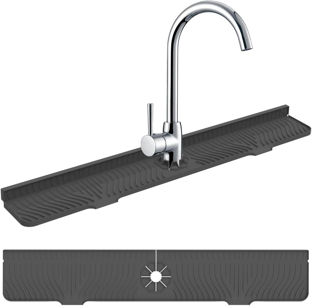 33 Inch Longer Faucet Mat for Kitchen Sink, Silicone Sink Faucet Mat Splash Guard, Splash Faucet Guard Draining Mat,Splash Guard Behind Faucet