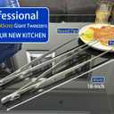 JETKONG 18 Inch (45cm) Extra Long Grill Tongs, Heavy Duty Stainless Steel Tweezer Tongs for Cooking, Grilling, Barbecue/BBQ, Buffet and Turning Food (Round Tips)