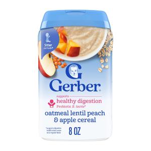 Gerber Stage 2 Baby Food, Oatmeal Lentil Peach & Apple Cereal, Baby Cereal, 6PK BBD: 01-31-27