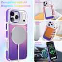 Cute Case for iPhone 17 Pro Max Case with Camera Lens Protector Stand for Women Girls Men [Compatible with Magsafe] Aesthetic Glitter Sparkly Bling Magnetic Phone Cover, Iridescent Purple