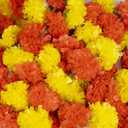 Handmade Artificial Flower Mala for Pooja, Wedding & Festive Decorations  Yellow & Red (Set of 6)