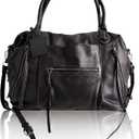 Women's Large Tote Bag City Tote Bag Purse with Zipper Women Vegan Leather Hobo Handbags with Adjustable Strap (Black)