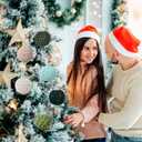 Hoolerry 12 Pcs 2.95 Inch Large Neutral Christmas Crochet Ornaments Balls Knitted Xmas Rustic Tree Hanging Ornaments Cream Brown Green Baubles Boho Handmade Decor for Xmas Tree Rustic Vintage Decor