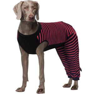 Kuoser Dog Recovery Suit, Anti Licking Dogs Rear Leg Sleeve, Abdominal Dog Surgical Suit with Dog Pants Cover Protect Wounds, Dogs Elbow Protector Soft Pet Surgery Onesie Cone Alternative, Red 3XL