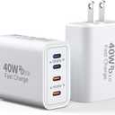 USB C Charger Block, 40W 4 Ports Type C Charger Fast Phone Charging Cubes USBC Plugs for Wall Outlet Brick Power Adapter Box for iPhone 16/15/14/13/12/11 Pro Max, iPad, Galaxy, Pixel, 2Pack