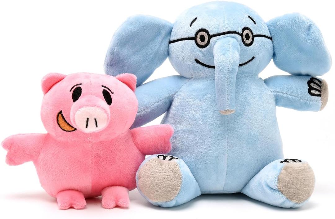 Rhymad Pair of Elephant & Piggie Plush Toys Soft Stuffed Animal Mo Willems Elephant and Pig Kids Toys Boy Girl Home Decor Adorable Ultra-Soft Classics Comfort 7 & 5 Sitting