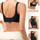 Ellareese Wireless Bras for Women with Support V Mesh No Underwire Everyday Bras Full Coverage Push Up Bralette (Black, XXL)