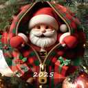 3 x 2025 Christmas Tree Fun Santa Claus Decorations, Christmas Ornaments 2025Painted Glass Style, Unique Acrylic Hanging Decorations