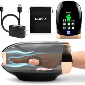 Lunix LX30 Rolling Hand Massager, Kneading + Compression, Heat + Cooling Fan, Finger & Wrist Pain Relief, Cordless Rechargeable, Charcoal Black