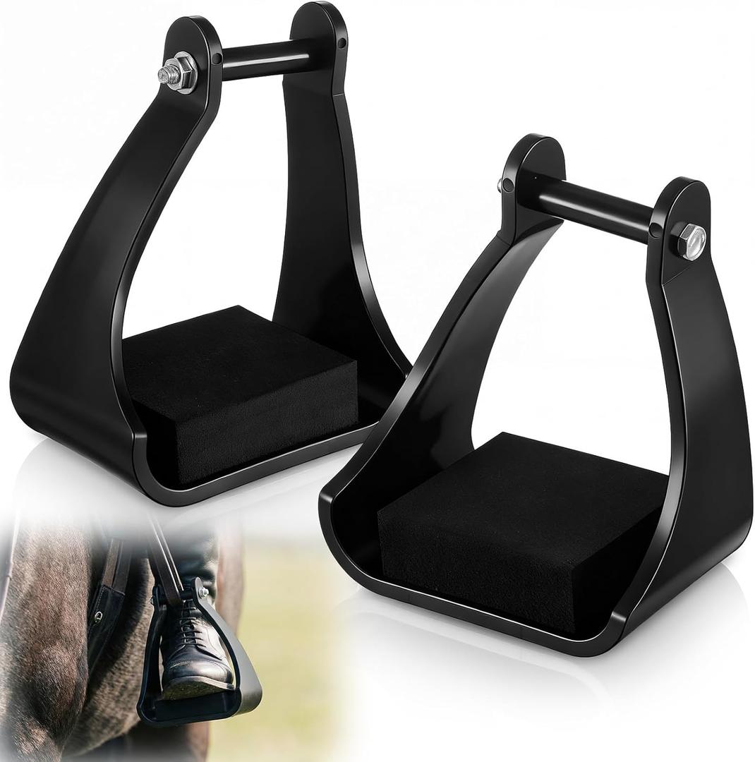 Sadnyy 2 Pcs Polymer Trail Stirrups 2.5" Cushioned Trail Stirrups Endurance Horse Riding Tools Foam Pad Footbeds for Riding Safety Climb Long Rides