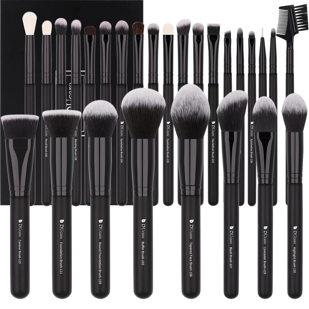 DUcare Professional Makeup Brushes Set 27Pcs Makeup Brush Set Premium Synthetic Kabuki Foundation Blending Face Powder Blush Concealers Eye Shadows Brushes (black)
