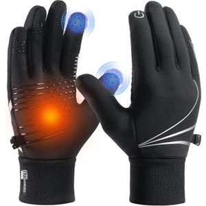 Thermal Gloves for Men Women, Winter Windproof Anti-Slip Touch Screen Running Gloves for Driving Riding Cycling Hiking, LYX-ST-TM04-HEI-L, Black-04