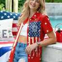250 Anniversary USA Shirt Women 4th of July Patriotic Shirt Independence Day Short Sleeve Button Down Outfits
