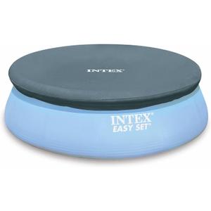 Intex Easy Set Pool Cover - 8 FT for Easy Set Inflatable Pools - 28020E Pool Cover - Includes Rope Tie, Drain Holes, Snug Fit to Protect Water from Bugs, Scum, and Evaporation