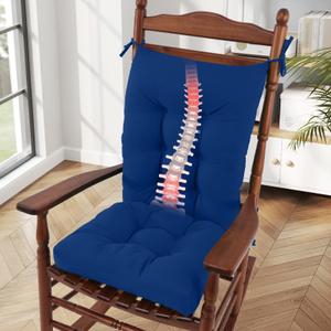 idee-home Rocking Chair Cushion, Glider Rocker Replacement Cushions, Waterproof Wicker Chair Cushions Indoor/Outdoor, Tufted Patio Seat Pads for Rocker Furniture, 21x17 Inch, Dark Cerulean
