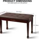 Duet Piano Bench with Storage, Wooden Piano Stool with Waterproof Padded Cushion, Bench Seat for Vanity, Living Room, Bedroom (Brown)