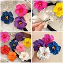 9PCS Different-Colored Flower Hair Clips for Girl and Women, 4" Hibiscus Hawaiian Hair Clips for Summer Vacation, Beach Party Accessories