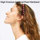 3 Pack Vintage High Cranium Artificial Pearl Hairband, Elegant Pearls Headbands for Women Girls, Bridal Hair Hoops, Decorative Hairs Bands Fashion Hair Accessories for Women (Pearl, One Size)