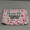 6PCS Nashville Travel Makeup Bag Nashville Themed Girls Trip Gifts Favors Nashville Travel Lover Gifts for Women Her Travel Cosmetic Bag for Holiday Trip Vacation
