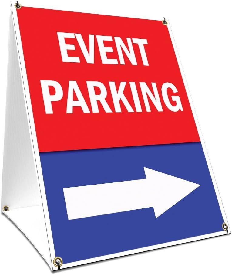 A-Frame Sidewalk Event Parking with Arrow Sign with Graphics On Each Side | 24" X 36" Print Size