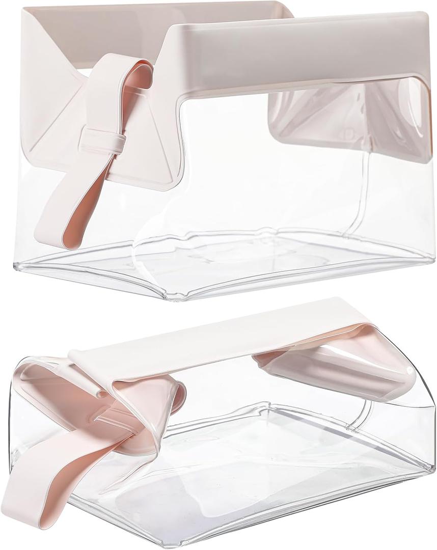 2 Pcs Clear Travel Toiletry Bags with Magnetic Closure TSA Approved Magnetic Travel Containers Clear Makeup Bag Cosmetic Pouch for Women Men Traveling(Light Pink)