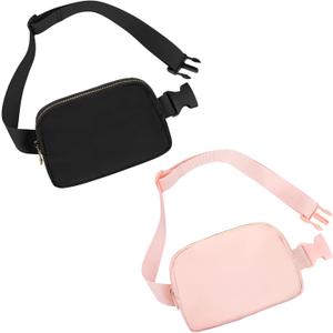 Waist Pack for Running Fanny Pack forWomen and Men Gift and Men Crossbody Belt Bag Bum Bag with Adjustable Strap for Sports Light Purple (Black+Light Pink)
