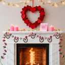 Valentine's Day Rattan Heart Garland, 7.5ft Artificial Rose Vine with Heart Ornament Floral Valentine's Day Banner Indoor Flower Outdoor Decorations for Mantel Fireplace Wall Home Farmhouse